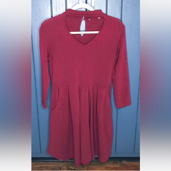 Maroon Choker Collar Tunic Dress Small Whimsigoth Dark Romance Punk Rocker - Picture 1 of 4